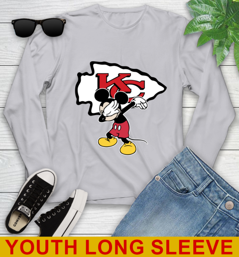 Kansas City Chiefs NFL Football Dabbing Mickey Disney Sports Youth Long Sleeve 6