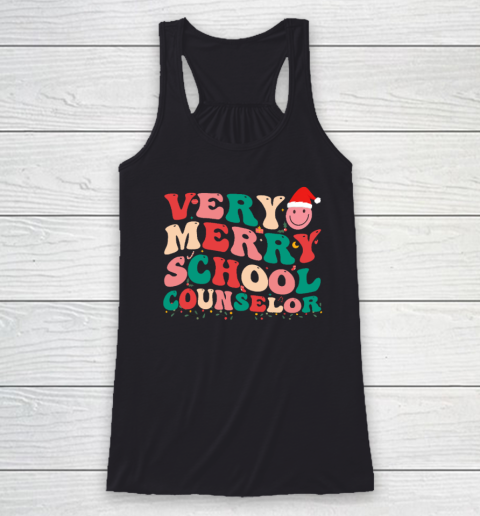 School Counselor Elf Christmas School Counselor Xmas Santa Racerback Tank