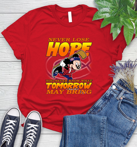Montreal Canadiens NHL Hockey ootball Mickey Disney Never Lose Hope Women's T-Shirt 13