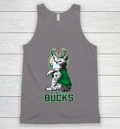 NBA Basketball My Cat Loves Milwaukee Bucks Tank Top 6
