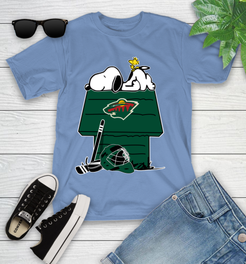 Minnesota Wild NHL Hockey Snoopy Woodstock The Peanuts Movie Youth T-Shirt 11