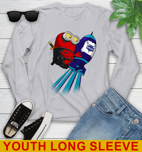 NBA Basketball Charlotte Hornets Deadpool Minion Marvel Shirt Youth Long Sleeve 5