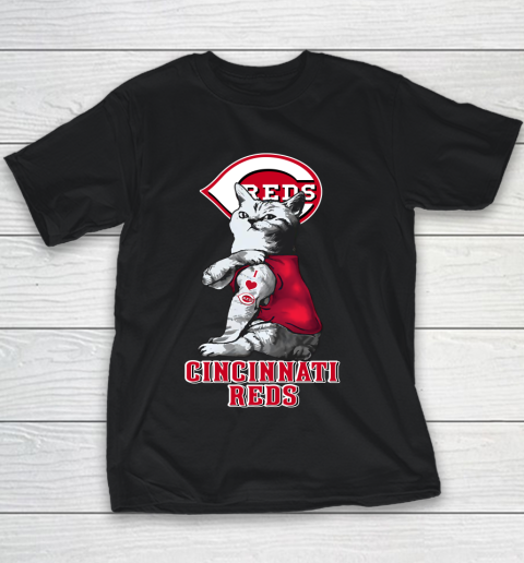 MLB Baseball My Cat Loves Cincinnati Reds Youth T-Shirt