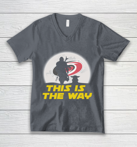 Carolina Hurricanes NHL Ice Hockey Star Wars Yoda And Mandalorian This Is The Way V-Neck T-Shirt 4