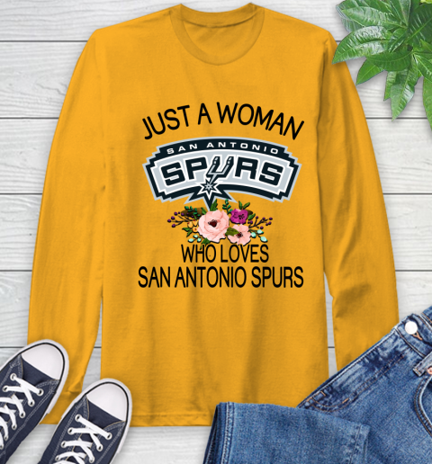 NBA Just A Woman Who Loves San Antonio Spurs Basketball Sports Long Sleeve T-Shirt 2