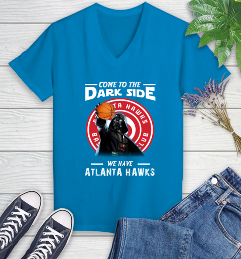 NBA Come To The Dark Side We Have Atlanta Hawks Star Wars Darth Vader Basketball Women's V-Neck T-Shirt 7