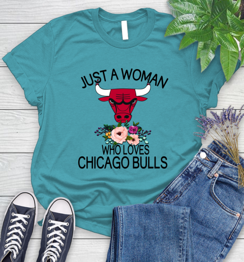 NBA Just A Woman Who Loves Chicago Bulls Basketball Sports Women's T-Shirt 11