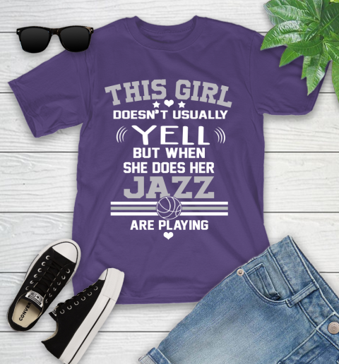 Utah Jazz NBA Basketball I Yell When My Team Is Playing Youth T-Shirt 3