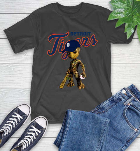 MLB Detroit Tigers Groot Guardians Of The Galaxy Baseball T-Shirt 2