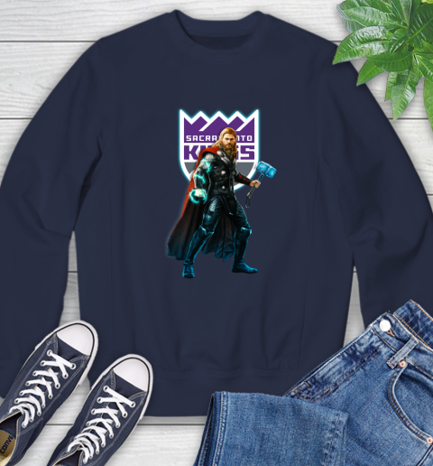 NBA Thor Avengers Endgame Basketball Sacramento Kings Sweatshirt 3