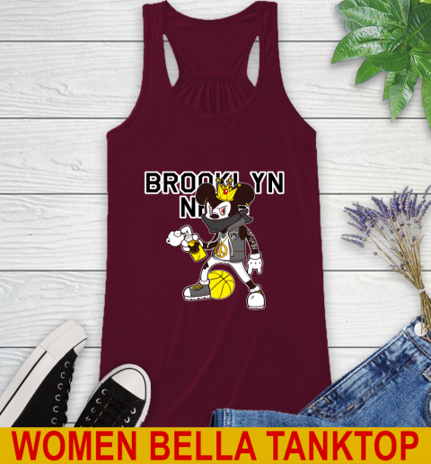 Brooklyn Nets NBA Basketball Mickey Peace Sign Sports Racerback Tank 3