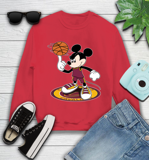 NBA Basketball Cleveland Cavaliers Cheerful Mickey Disney Shirt Youth Sweatshirt 8