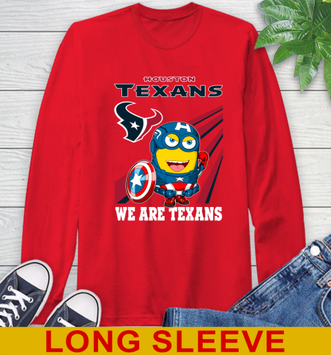 NFL Football Houston Texans Captain America Marvel Avengers Minion Shirt Long Sleeve T-Shirt 12