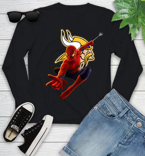 NFL Spider Man Avengers Endgame Football Minnesota Vikings Youth Long Sleeve 2