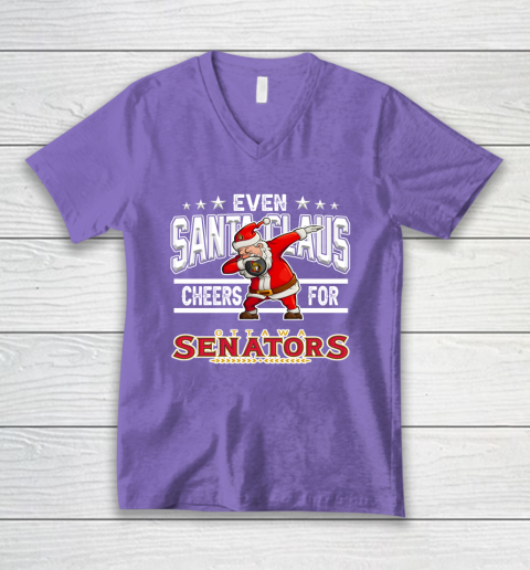 Ottawa Senators Even Santa Claus Cheers For Christmas NHL V-Neck T-Shirt 8