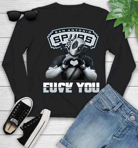NBA San Antonio Spurs Deadpool Love You Fuck You Basketball Sports Youth Long Sleeve
