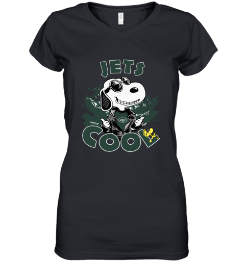New York Jets Snoopy Joe Cool We're Awesome Women's V-Neck T-Shirt