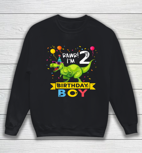 Kids 2 Year Old Shirt 2nd Birthday Boy T Rex Dinosaur Sweatshirt