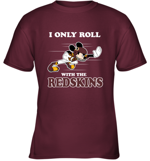 NFL Mickey Mouse I Only Roll With Washington Redskins Youth T-Shirt 