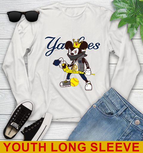 New York Yankees MLB Baseball Mickey Peace Sign Sports Youth Long Sleeve 13 New York Yankees MLB Baseball Mickey Peace Sign Sports Youth Long Sleeve - Image 13