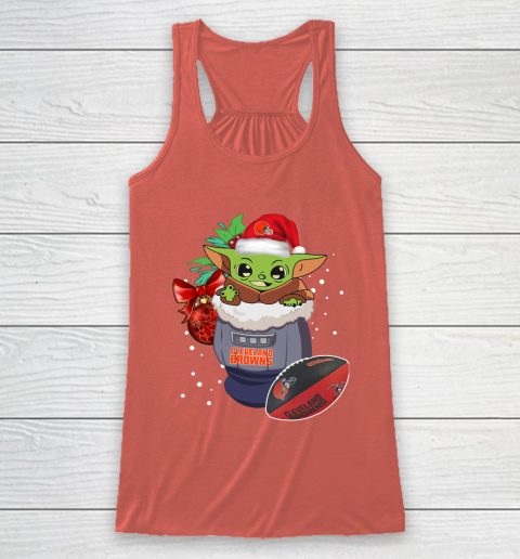 Cleveland Browns Christmas Baby Yoda Star Wars Funny Happy NFL Racerback Tank 4