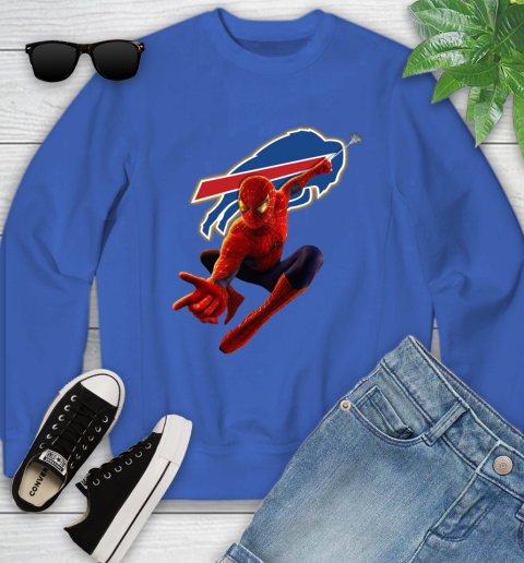 NFL Spider Man Avengers Endgame Football Buffalo Bills Youth Sweatshirt 8