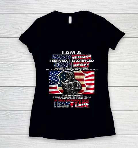 Veteran Shirt I Am A Grumpy Veteran I Served I Sacrificed Women's V-Neck T-Shirt