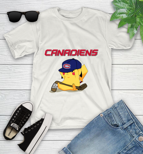 NHL Pikachu Hockey Sports Montreal Canadiens Youth T-Shirt