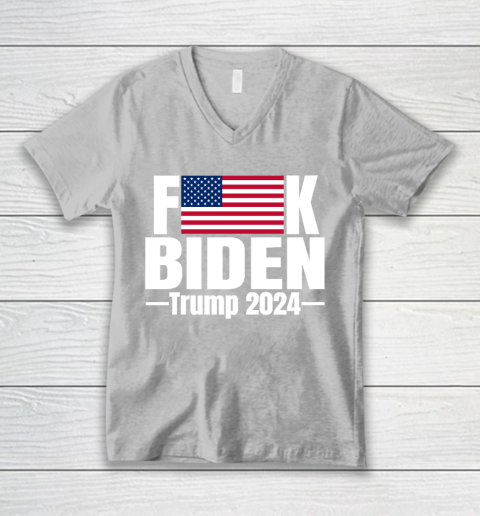 Fuck Biden American Flag Trump 2024 V-Neck T-Shirt 3