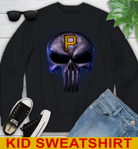 Pittsburgh Pirates MLB Baseball Punisher Skull Sports Youth Sweatshirt