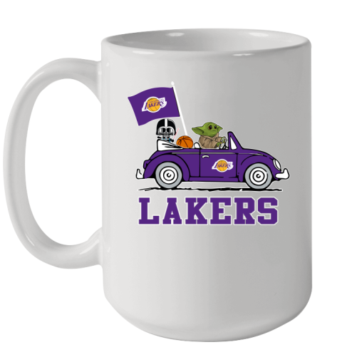 NBA Basketball Los Angeles Lakers Darth Vader Baby Yoda Driving Star Wars Shirt Ceramic Mug 15oz