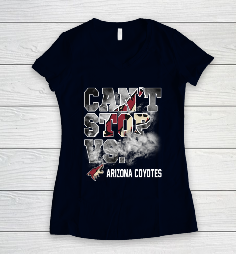 NHL Arizona Coyotes Hockey Can't Stop Vs Women's V-Neck T-Shirt 2
