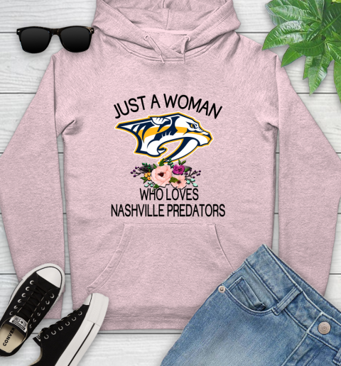NHL Just A Woman Who Loves Nashville Predators Hockey Sports Youth Hoodie 6