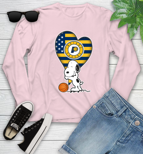 Indiana Pacers NBA Basketball The Peanuts Movie Adorable Snoopy Youth Long Sleeve 10
