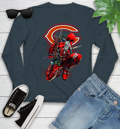 NFL Deadpool Marvel Comics Sports Football Chicago Bears Youth Long Sleeve 8