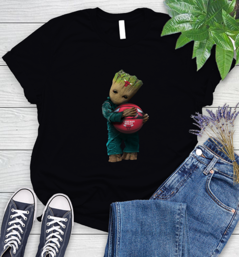 NBA Groot Guardians Of The Galaxy Basketball Sports Chicago Bulls Women's T-Shirt - Image 3