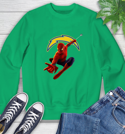 NFL Spider Man Avengers Endgame Football Los Angeles Chargers Sweatshirt 7 NFL Spider Man Avengers Endgame Football Los Angeles Chargers Sweatshirt - Image 7