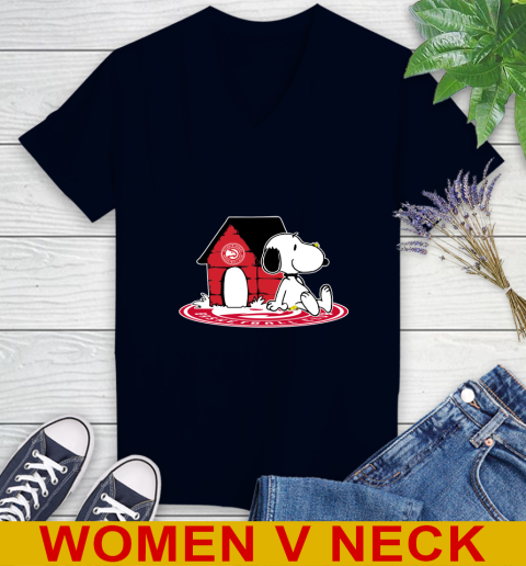 NBA Basketball Atlanta Hawks Snoopy The Peanuts Movie Shirt Women's V-Neck T-Shirt 3