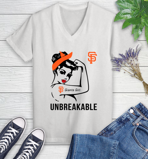 MLB San Francisco Giants Girl Unbreakable Baseball Sports Women's V-Neck T-Shirt