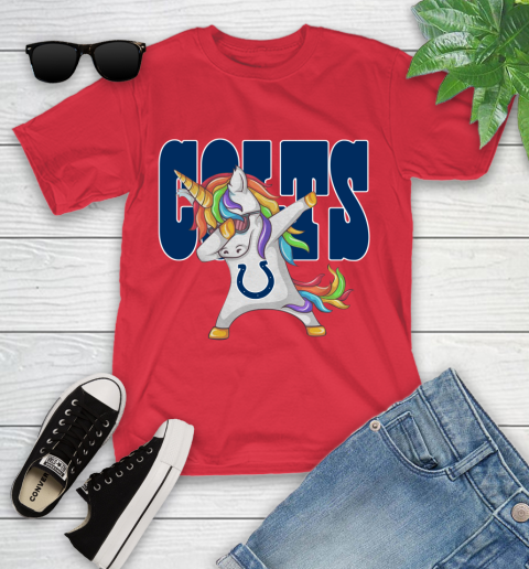 Indianapolis Colts NFL Football Funny Unicorn Dabbing Sports Youth T-Shirt 10