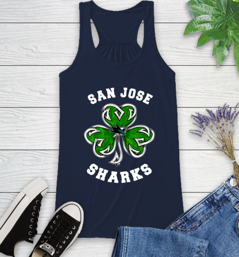 NHL San Jose Sharks Three Leaf Clover St Patrick's Day Hockey Sports Racerback Tank - Image 11