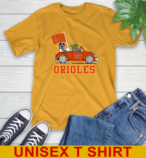 MLB Baseball Baltimore Orioles Darth Vader Baby Yoda Driving Star Wars Shirt T-Shirt 3