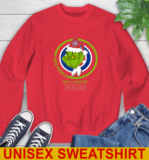 Chicago Cubs MLB Christmas Grinch I Hate People But I Love My Favorite Baseball Team Sweatshirt 10