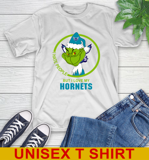 Charlotte Hornets NBA Christmas Grinch I Hate People But I Love My Favorite Basketball Team T-Shirt