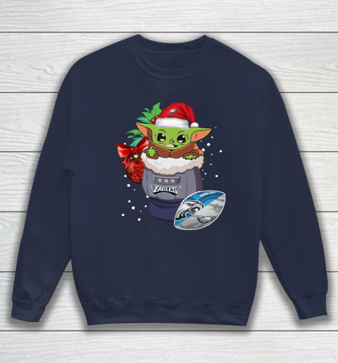 Philadelphia Eagles Christmas Baby Yoda Star Wars Funny Happy NFL Sweatshirt 3