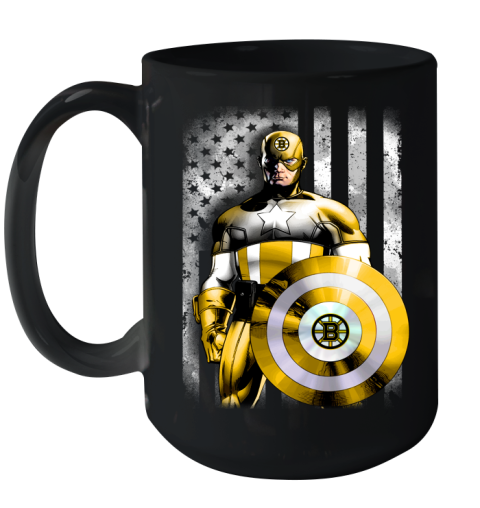 Boston Bruins NHL Hockey Captain America Marvel Avengers American Flag Shirt Ceramic Mug 15oz