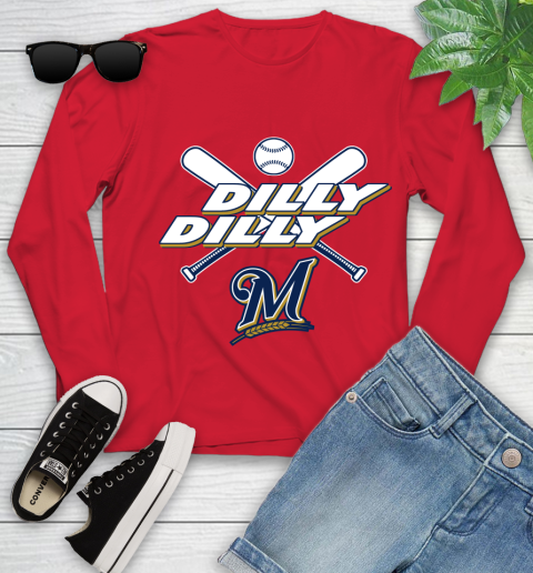 MLB Milwaukee Brewers Dilly Dilly Baseball Sports Youth Long Sleeve 11