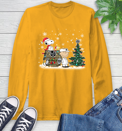 NHL Los Angeles Kings Snoopy Charlie Brown Woodstock Christmas Stanley Cup Hockey Long Sleeve T-Shirt 2