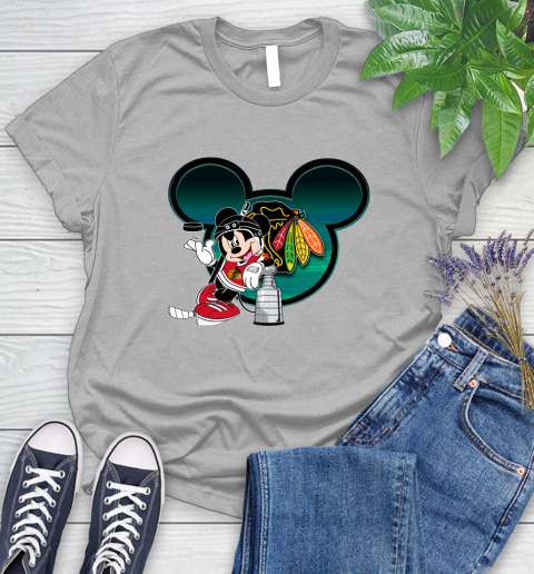 NHL Chicago Blackhawks Stanley Cup Mickey Mouse Disney Hockey T Shirt Women's T-Shirt 5