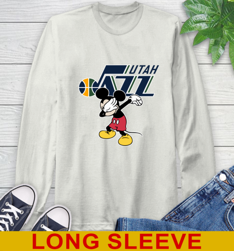 Utah Jazz NBA Basketball Dabbing Mickey Disney Sports Long Sleeve T-Shirt 12